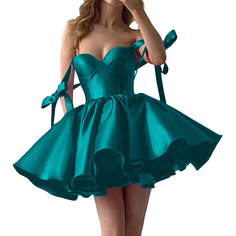 2025 Mini Homecoming Dress Satin Elegant Short HOCO Dress Women Backless Puffy Prom Dress