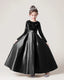 Black Front Sequin Long Sleeve Flower Girls Dress