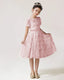 Front Blush Pink Lace Flower Girls Dress