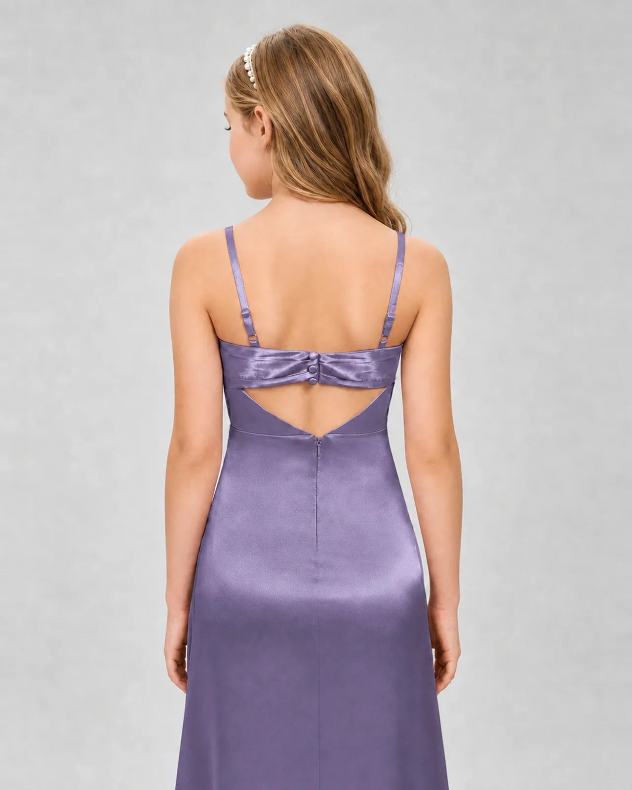 Wisteria Satin A-line Girls Formal Dress Back View