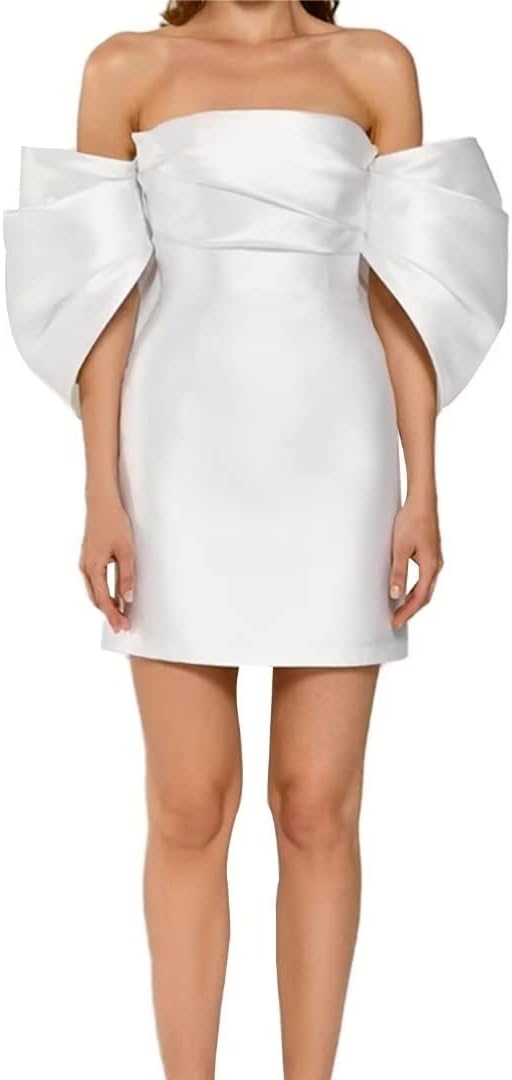2025 Puff Sleeves Simple Mini Wedding Dress Elegant Short Bridal Gown Women Modern Wedding Gown