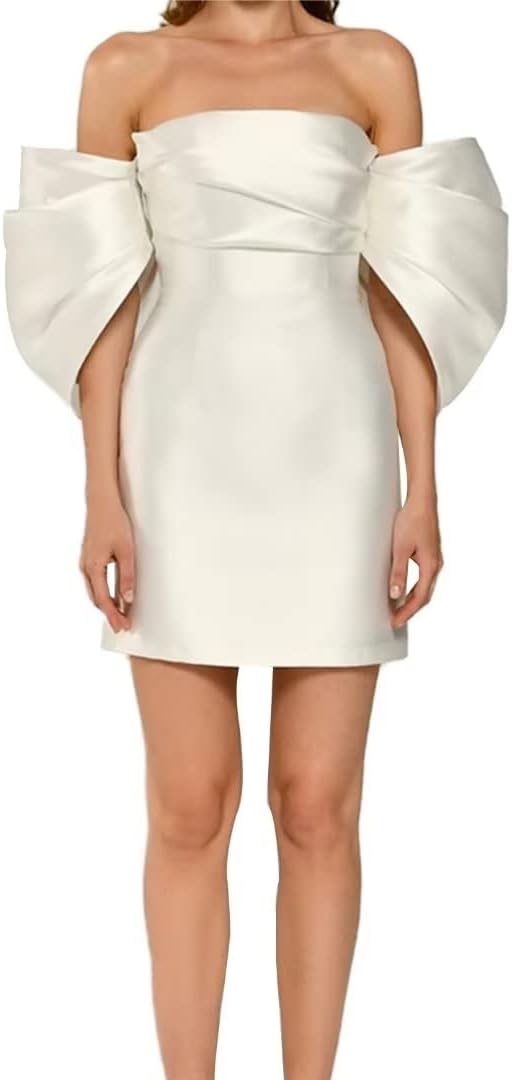 2025 Puff Sleeves Simple Mini Wedding Dress Elegant Short Bridal Gown Women Modern Wedding Gown