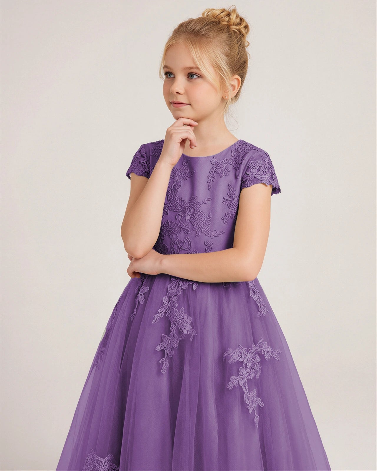 Wisteria Tulle A-line Flower Girl Dress Side View