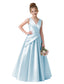 Dideyttawl Blush Pink Girls Formal Dress Sleeveless Satin V-Neck Ball Gown