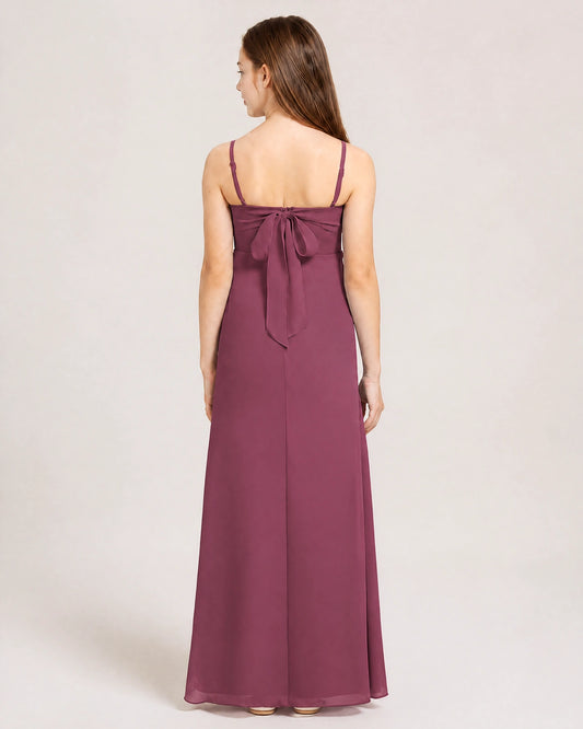 Purple Chiffon A-line Junior Bridesmaid Dress Back View