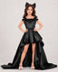 Dideyttawl Girls Formal Dress with Shoulder Bows and High-Low Satin Skirt