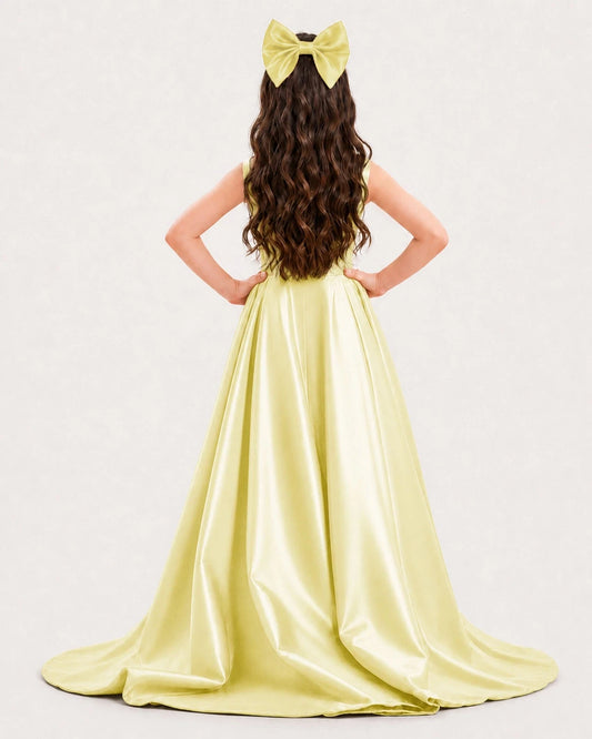Daffodil Satin A-line Girls Formal Dress Back View