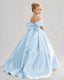 Dideyttawl White Flower Girl Dress Off-the-Shoulder Satin Ball Gown