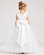 Dideyttawl White Flower Girl Dress Sleeveless 3D Floral Satin & Tulle Ball Gown