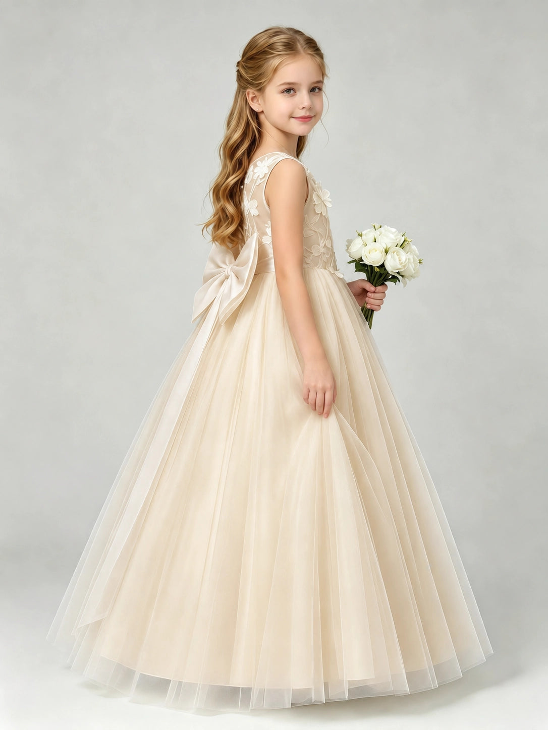 Champagne Flower Girls Dress