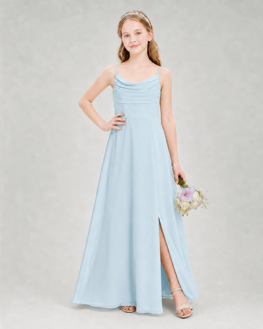Baby Blue Chiffon A-line Junior Bridesmaid Dress Front View