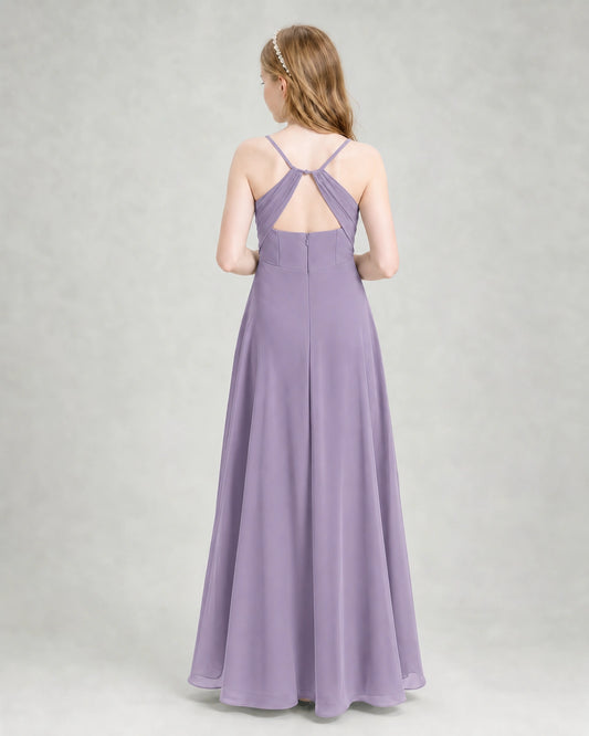 Wisteria Chiffon A-line Junior Bridesmaid Dress Back View
