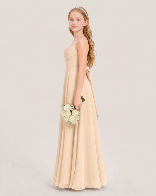 Peach Chiffon A-line Junior Bridesmaid Dresses Side View