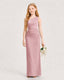 Dideyttawl Satin Junior Bridesmaid Dress with Ruched One-Shoulder