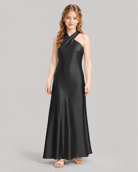 Black A-line Girls Formal Dresses Front