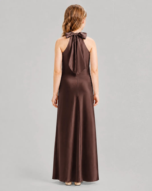 Chocolate A-line Girls Formal Dresses Back