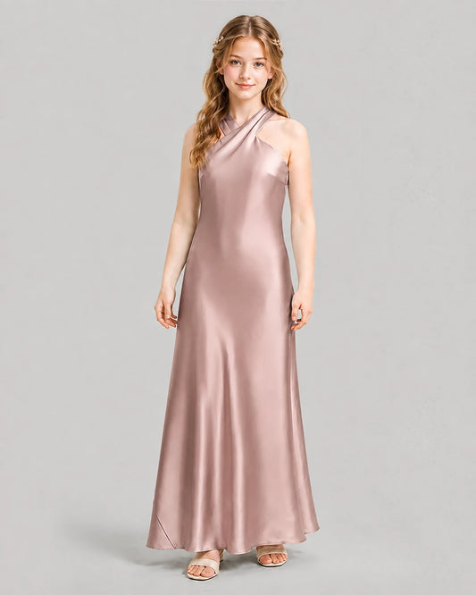 Dusty Rose A-line Girls Formal Dresses Front