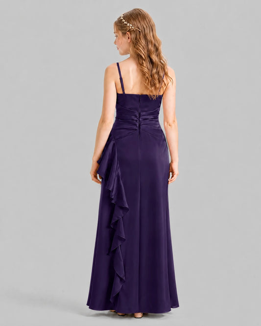 Grape A-line Junior Bridesmaid Dresses Back
