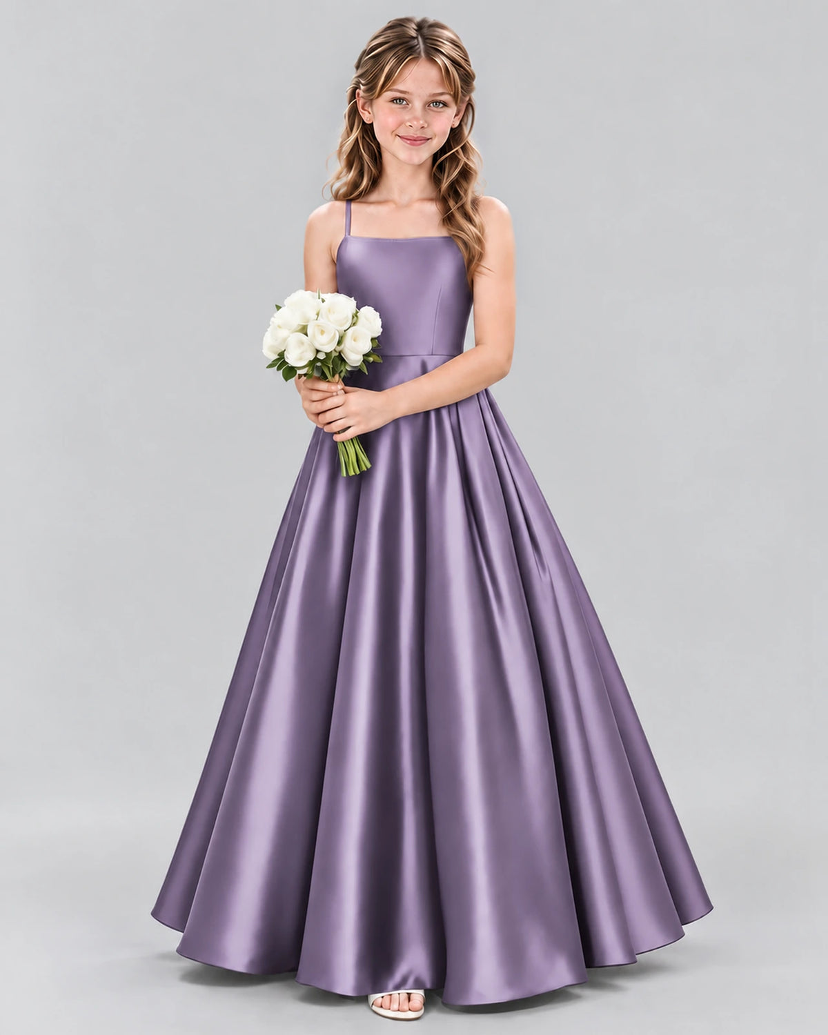 Wisteria Satin A-line Girls Formal Dress Side View