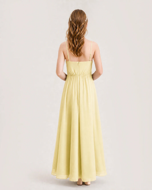 Daffodil Chiffon A-line Junior Bridesmaid Dress Back View