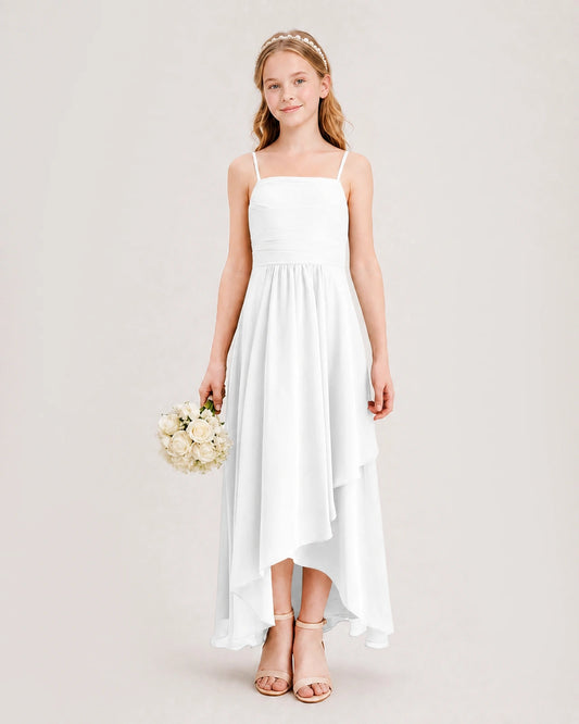 Ivory Chiffon A-line Junior Bridesmaid Dress Front View