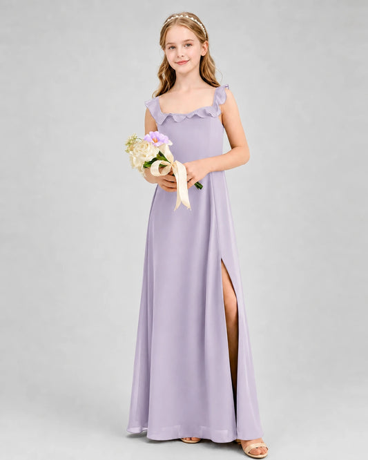 Lavender Chiffon A-Line Junior Bridesmaid Dresses