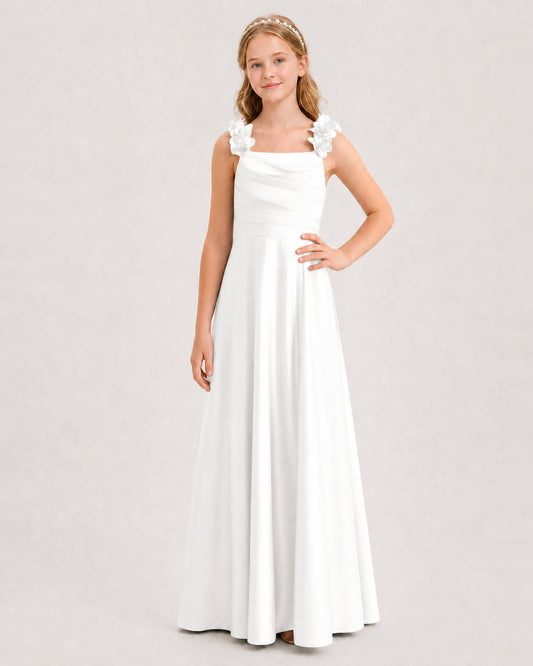 Ivory A-line Junior Bridesmaid Dresses Front