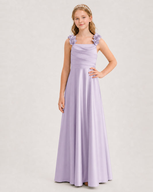 Lavender A-line Junior Bridesmaid Dresses Front