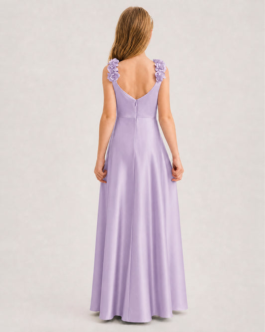 Lavender A-line Junior Bridesmaid Dresses Back