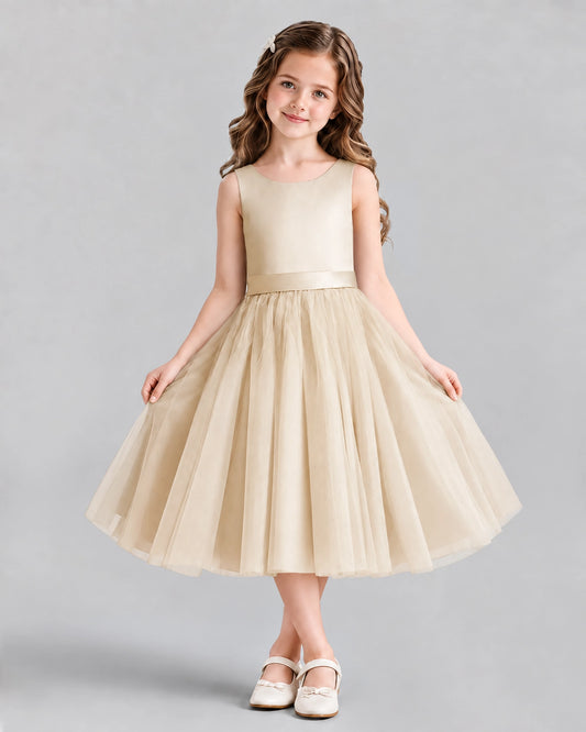 Champagne Ball Gown Girls Formal Dresses Front