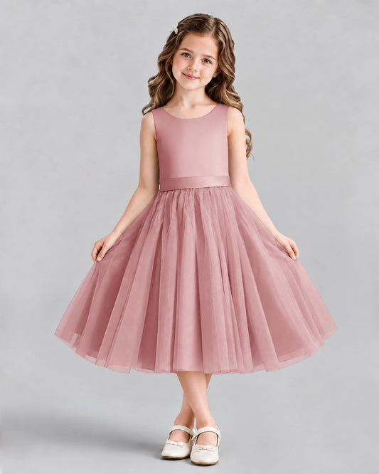 Blush Pink Ball Gown Girls Formal Dresses Front