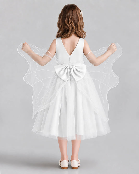 Ivory Ball Gown Girls Formal Dresses Back