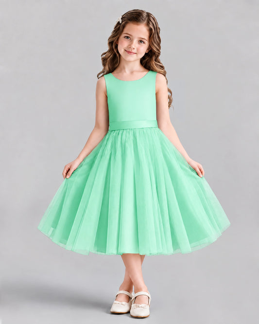 Mint Green Ball Gown Girls Formal Dresses Front