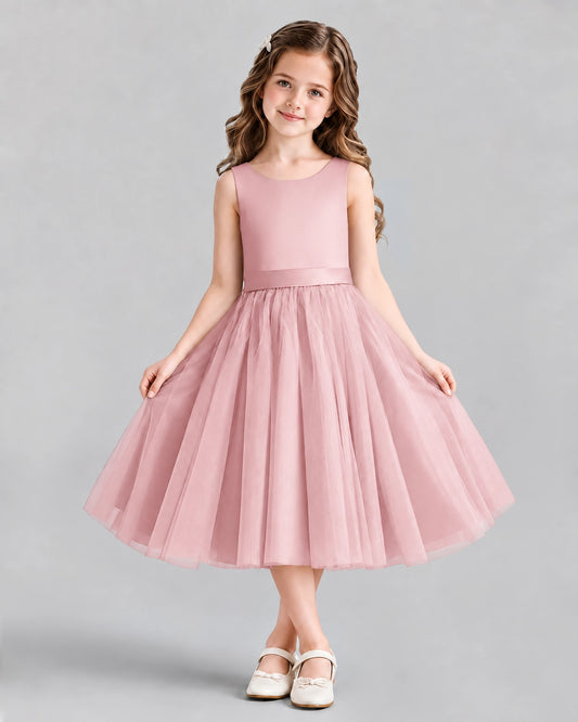 Pink Ball Gown Girls Formal Dresses Front