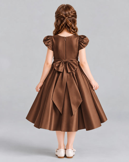 Chocolate Ball Gown Girls Formal Dresses Back
