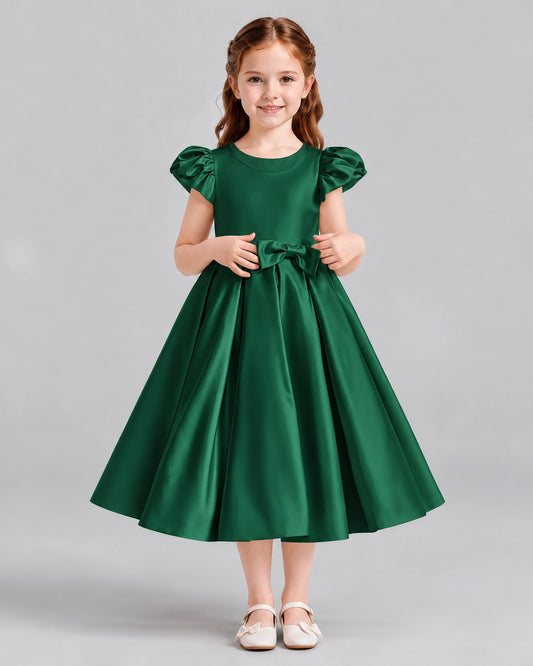 Dark Green Ball Gown Girls Formal Dresses Front