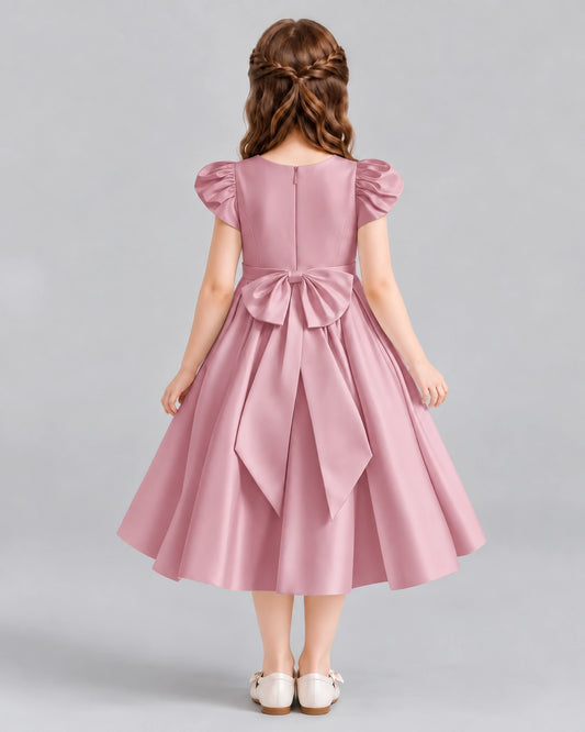 Dusty Rose Ball Gown Girls Formal Dresses Back