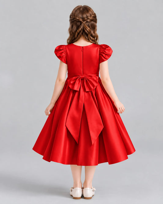 Red Ball Gown Girls Formal Dresses Back