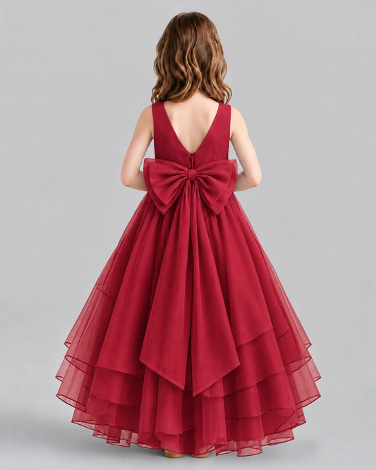 Burgundy Ball Gown Flower Girl Dresses Back