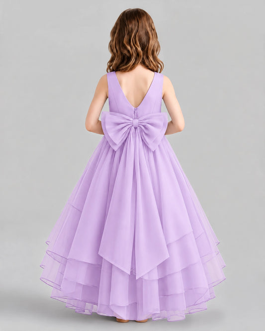 Lilac Ball Gown Flower Girl Dresses Back