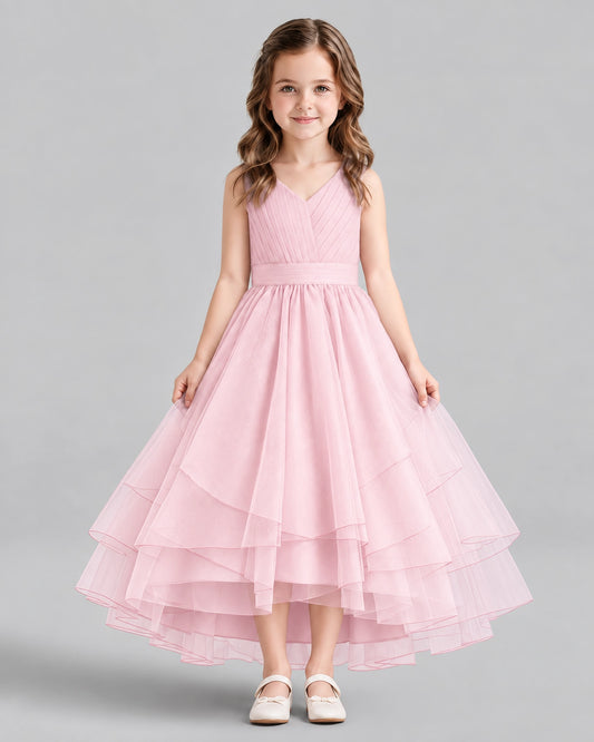 Pink Ball Gown Flower Girl Dresses Front