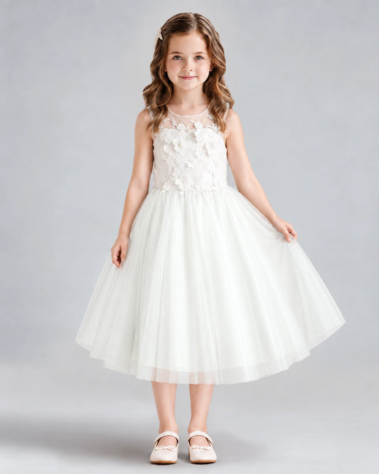 Ivory A-line Flower Girl Dresses Front
