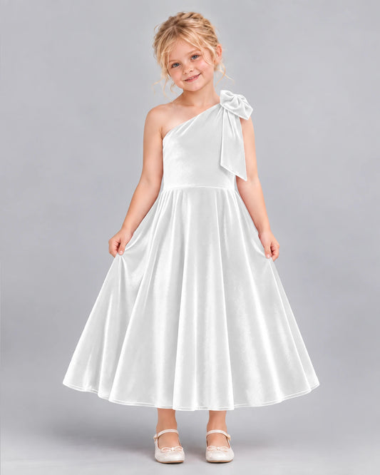 White Ball Gown Girls Formal Dress Front