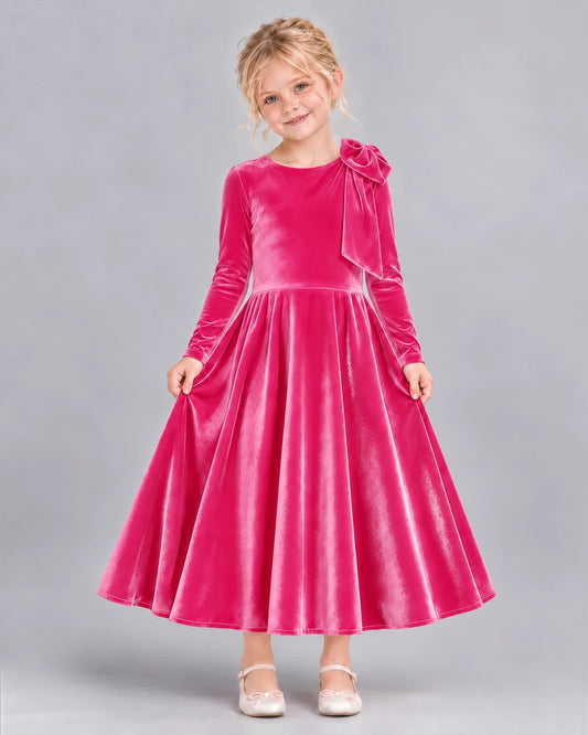 Hot Pink A-line Girls Formal Dress Front
