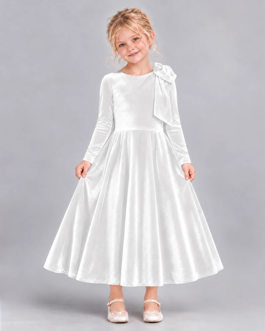 White A-line Girls Formal Dress Front