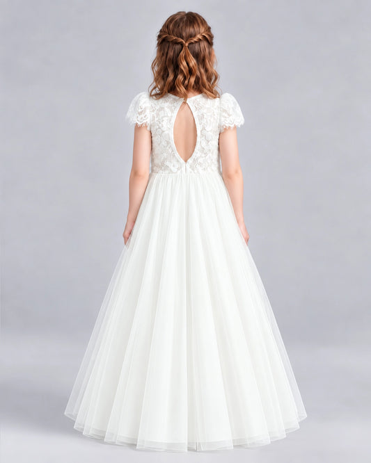 Ivory Ball Gown First Communion Dresses Back