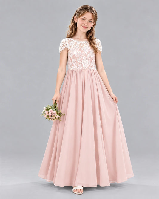 Blush Pink A-line Junior Bridesmaid Dresses Front