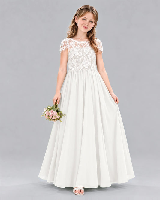 Ivory A-line Junior Bridesmaid Dresses Front