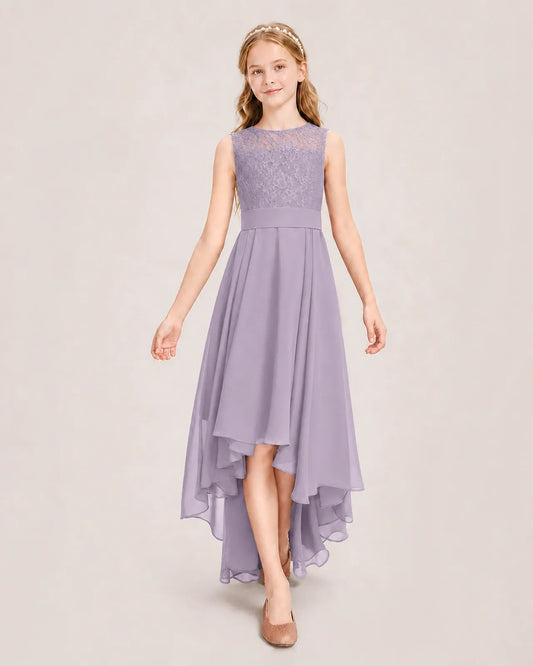Wisteria Chiffon A-line Junior Bridesmaid Dress Front View