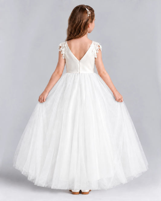 Ivory Ball Gown Flower Girl Dresses Back